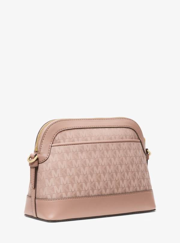Damske Crossbody Kabelka Michael Kors Large Logo Jacquard and Faux Leather Dome Ruzove Biele - Kabelky Michael Kors Akcia | AJLGP-3917